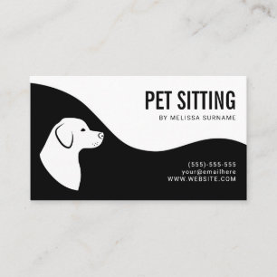 Haustiersitting-Service Hund Silhouette Schwarz un Visitenkarte