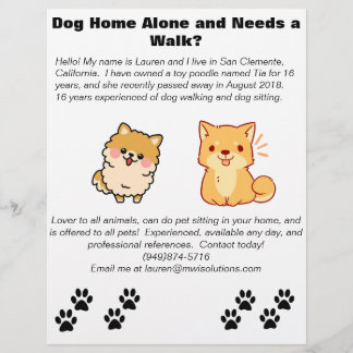 Haustiersitting und Hundeausführen Flyer