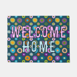 Haustür lustige bunt Begrüßung Zuhause blau Fußmatte