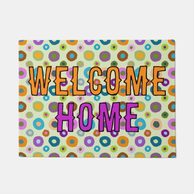 Haustür lustige bunt Begrüßung Zuhause grün Fußmatte (Vorderseite)