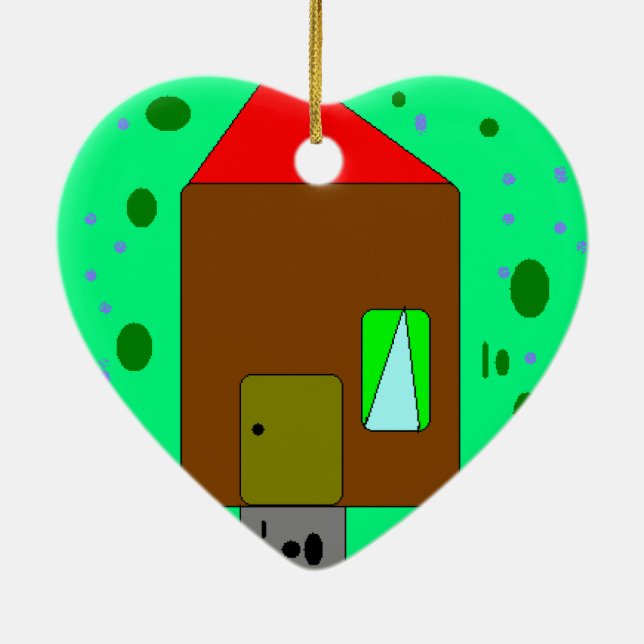 Haustürpfad, digitale Malerei, Kunst von Kindern Keramikornament (Hinten)