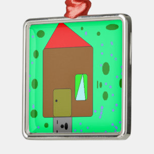 Haustürpfad, digitale Malerei, Kunst von Kindern Silbernes Ornament