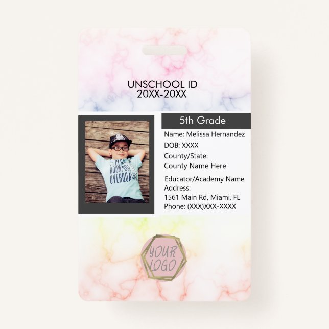 Hausunterricht Unschulbildung Schüler Regenbogen Ausweis (Vorderseite)