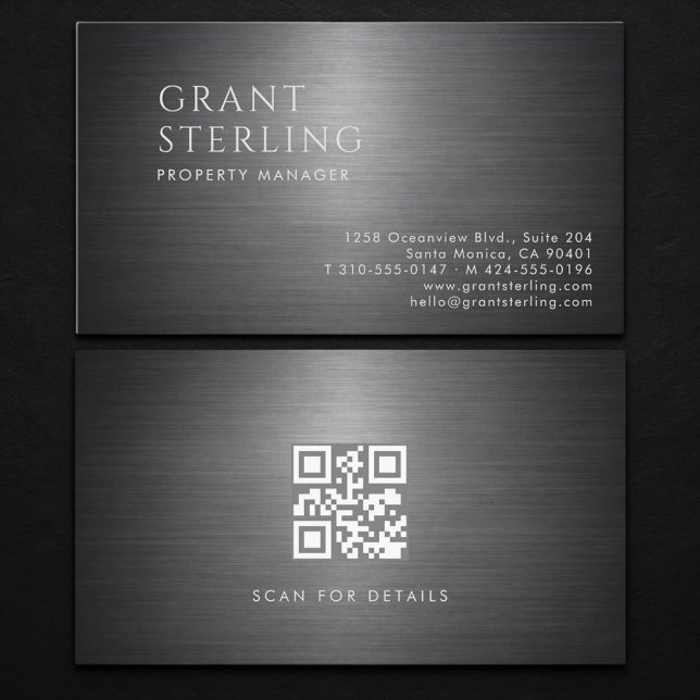 Hausverwalter Metallic QR Code Visitenkarte (Von Creator hochgeladen)