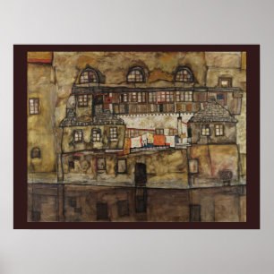 Hauswand am Fluss von Egon Schiele Poster
