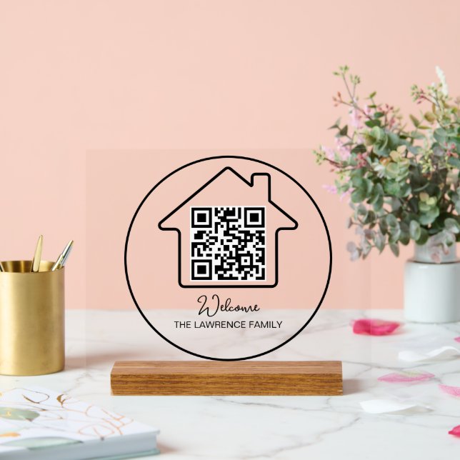 Hauswärmespeicher | Personalisierter WiFi QR Code Acrylschild (Hochzeit)