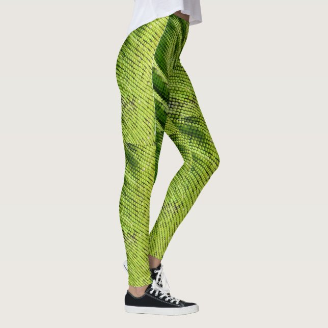 Haut einer grünen Iguana-Textur Leggings (Rechts)