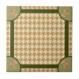 Haut Houndstooth mit Teddybär, Fliese