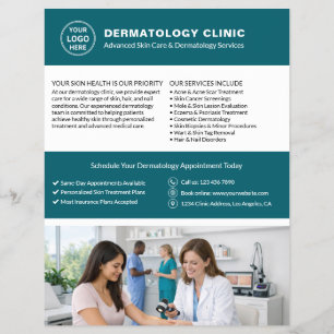 Hautarzt Dermatologie Klinik Logo QR Türkis Flyer