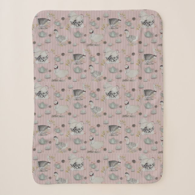 Haute Couture Chicken Print Sherpadecke (Vorderseite)
