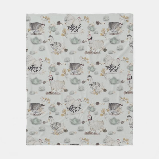Haute Couture Ducks & Chicken Baby Fleecedecke (Vorderseite)