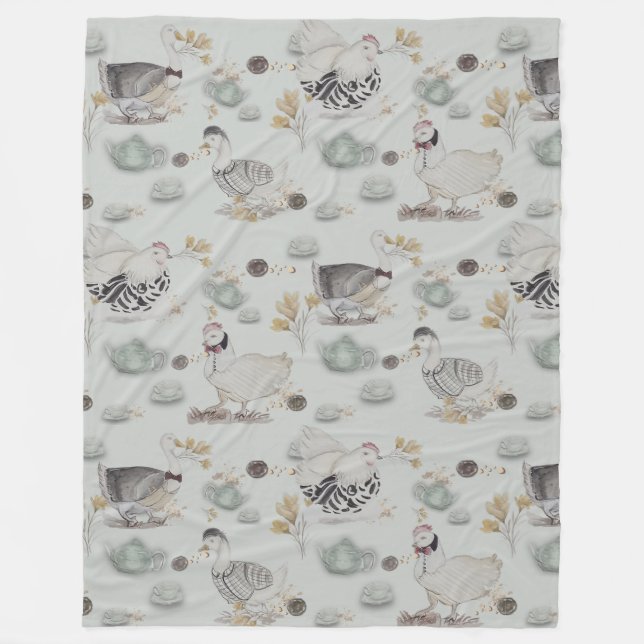 Haute Couture Ducks & Chicken Baby Fleecedecke (Vorderseite)