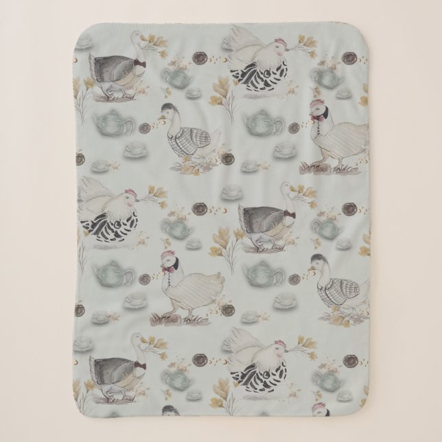Haute Couture Ducks & Chicken Baby Sherpadecke (Vorderseite)