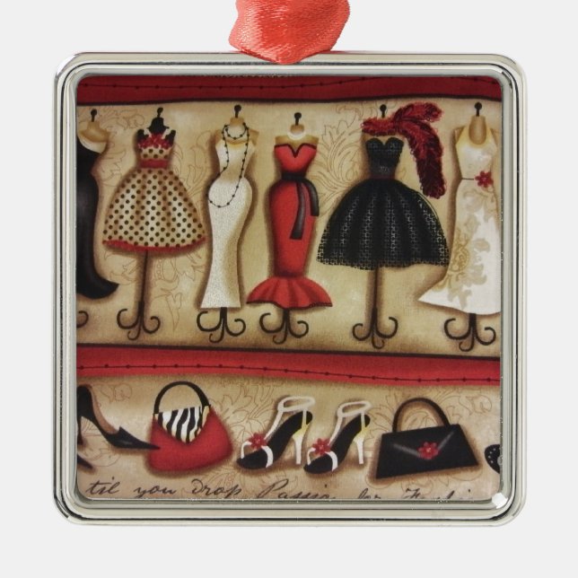 Haute Fashion Silbernes Ornament (Vorne)