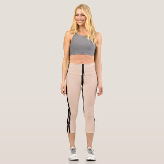 Hautfarbene High-Waisted Caprihosen Capri Leggings