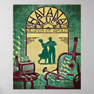 Havana Blues, tanzendes Paar, Party, vintage Poster