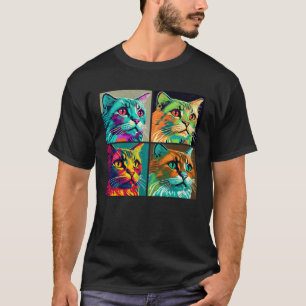Havana Brown Cat Pop Illustration Colorful Animal T-Shirt