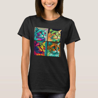 Havana Brown Cat Pop Illustration Colorful Animal T-Shirt