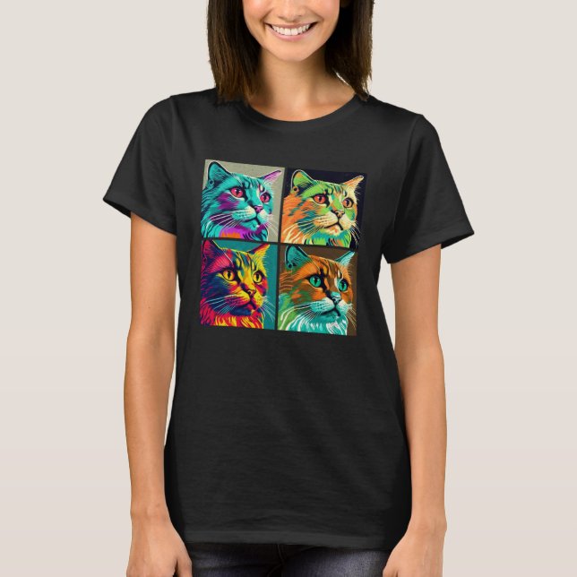 Havana Brown Cat Pop Illustration Colorful Animal T-Shirt (Vorderseite)
