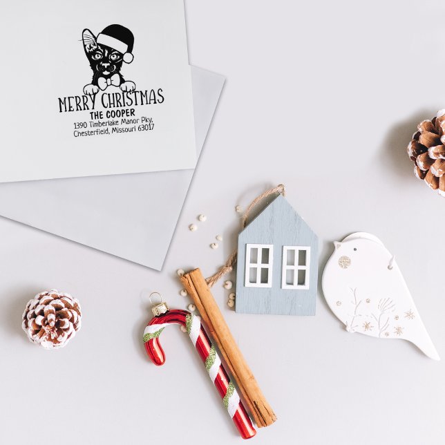 Havana Brown Cat Rücksendeadresse Weihnachten Gummistempel (Von Creator hochgeladen)