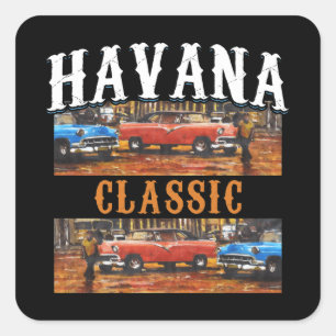 Havana Classic - Kubanische Jahrgangssprache Kunst Quadratischer Aufkleber