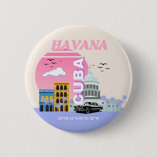 Havana Cuba Art Button (Vorderseite)
