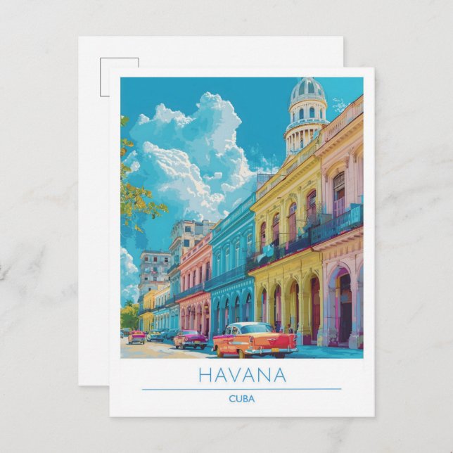 Havana Cuba Art Vintage Reise Postkarte (Vorne/Hinten)