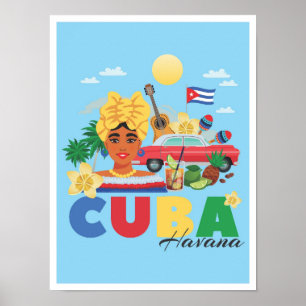 Havana Cuba Art Vintage Reise und Geschichte Poster