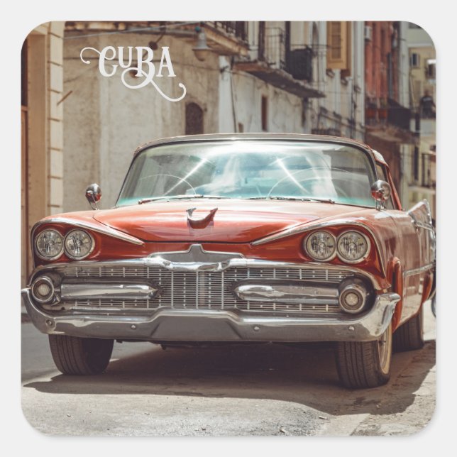 Havana CUBA Car Quadratischer Aufkleber (Vorderseite)