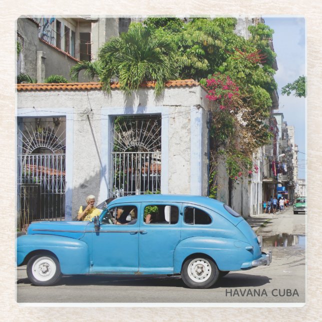 Havana Cuba Elegante Glasuntersetzer (Vorderseite)