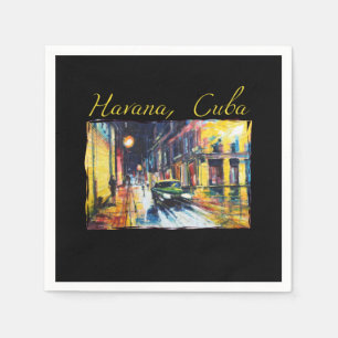 Havana Cuba - Habana Vieja Night Scene Fine Art Serviette