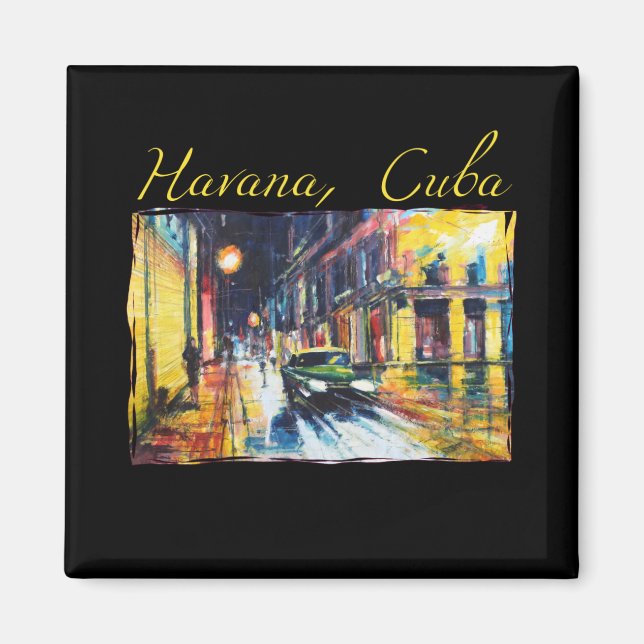 Havana Cuba - Habana Vieja Night Scene Magnet (Vorne)