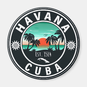 Havana Cuba Island Retro Sunset Souvenirs 60er Magnet