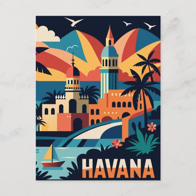 Havana Cuba Island Vintage Travel City Postkarte (Vorderseite)