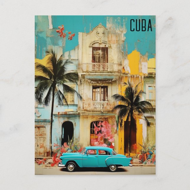 Havana Cuba Mixed Media Travel Postkarte (Vorderseite)