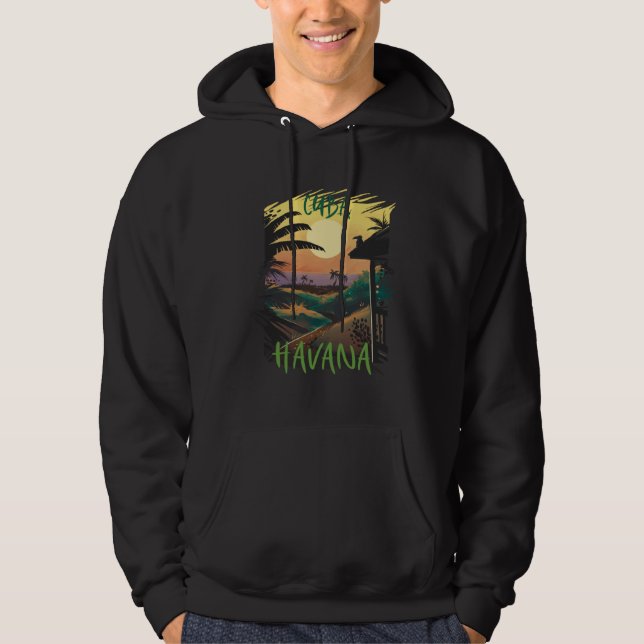 Havana Cuba Palm trees Beach Ocean Surfing Hispani Hoodie (Vorderseite)