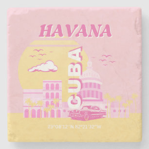 Havana Cuba Pink Preppy Art Steinuntersetzer