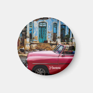Havana Cuba Red Vintage Car Magnet
