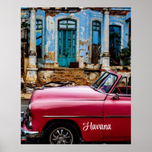 Havana Cuba Red Vintage Car Poster