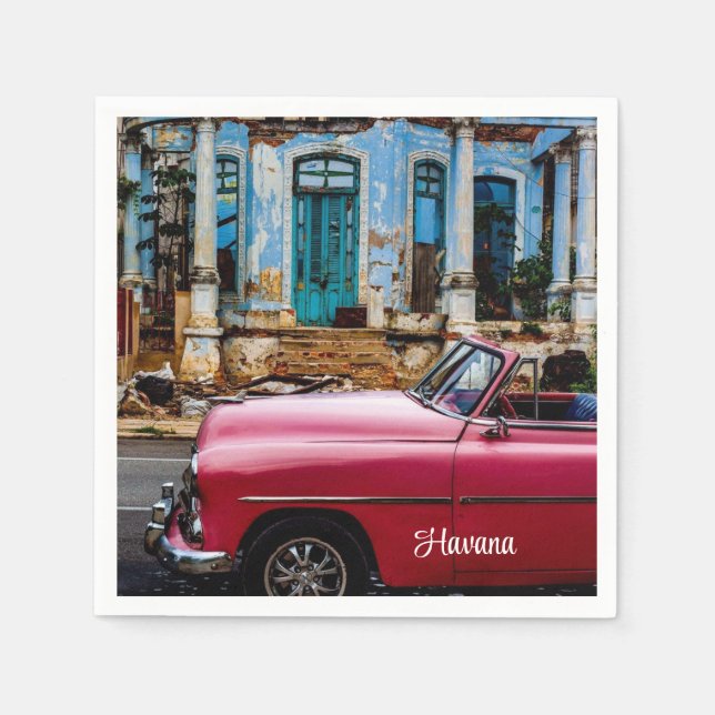 Havana Cuba Red Vintage Car Serviette (Vorderseite)