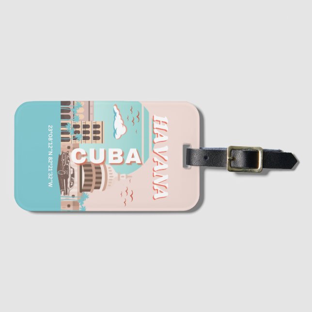 Havana Cuba Retro Art Gepäckanhänger (Vorderseite (Horizontal))