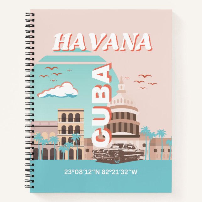 Havana Cuba Retro Art Notizbuch (Vorderseite)