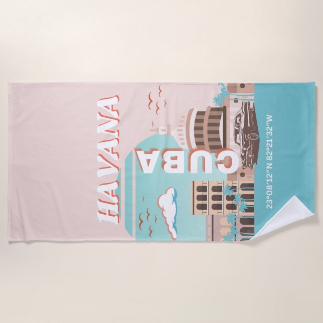 Havana Cuba Retro Art Strandtuch (Vorderseite)