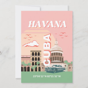 Havana Cuba Retro Vintage Kunst Feiertagskarte