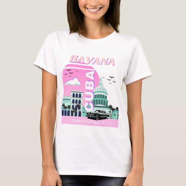 Havana Cuba Rosa T-Shirt (Vorderseite)