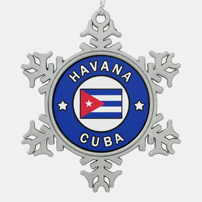 Havana Cuba Schneeflocken Zinn-Ornament (Vorderseite)