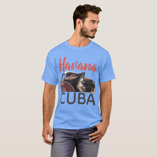 Havana Cuba Street Car Illustration, Herrenhaus T-Shirt (Vorne ganz)