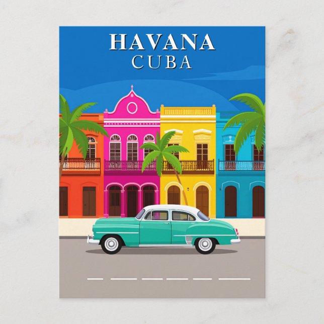 Havana Cuba Vintage Reisewagen Postkarte (Vorderseite)
