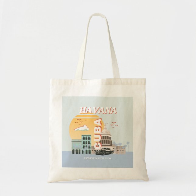 Havana Cuba Vintage Travel Art Collection Tragetasche (Vorne)