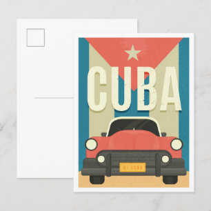 Havana Cuba Vintage Travel Illustration Postkarte